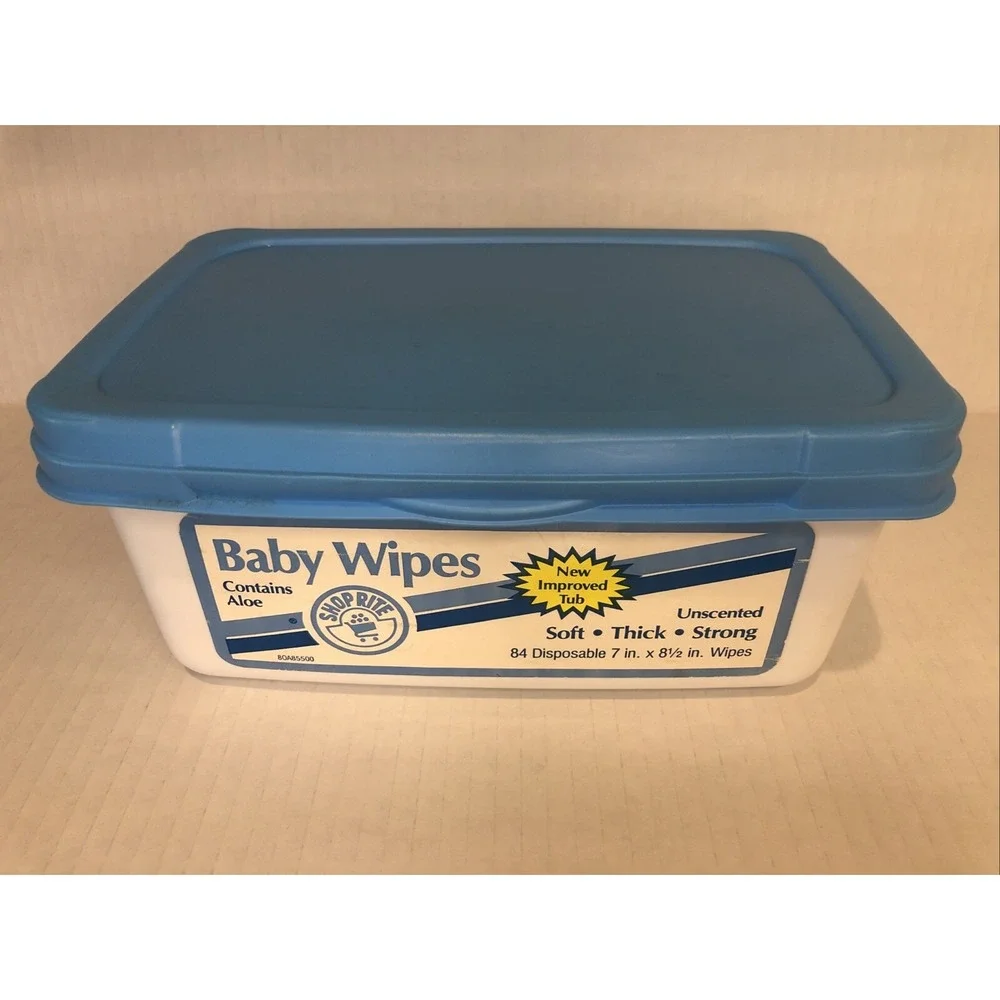 Vintage Baby‎ Wipes Empty Container 1991 Photo Prop Lid Is Loose